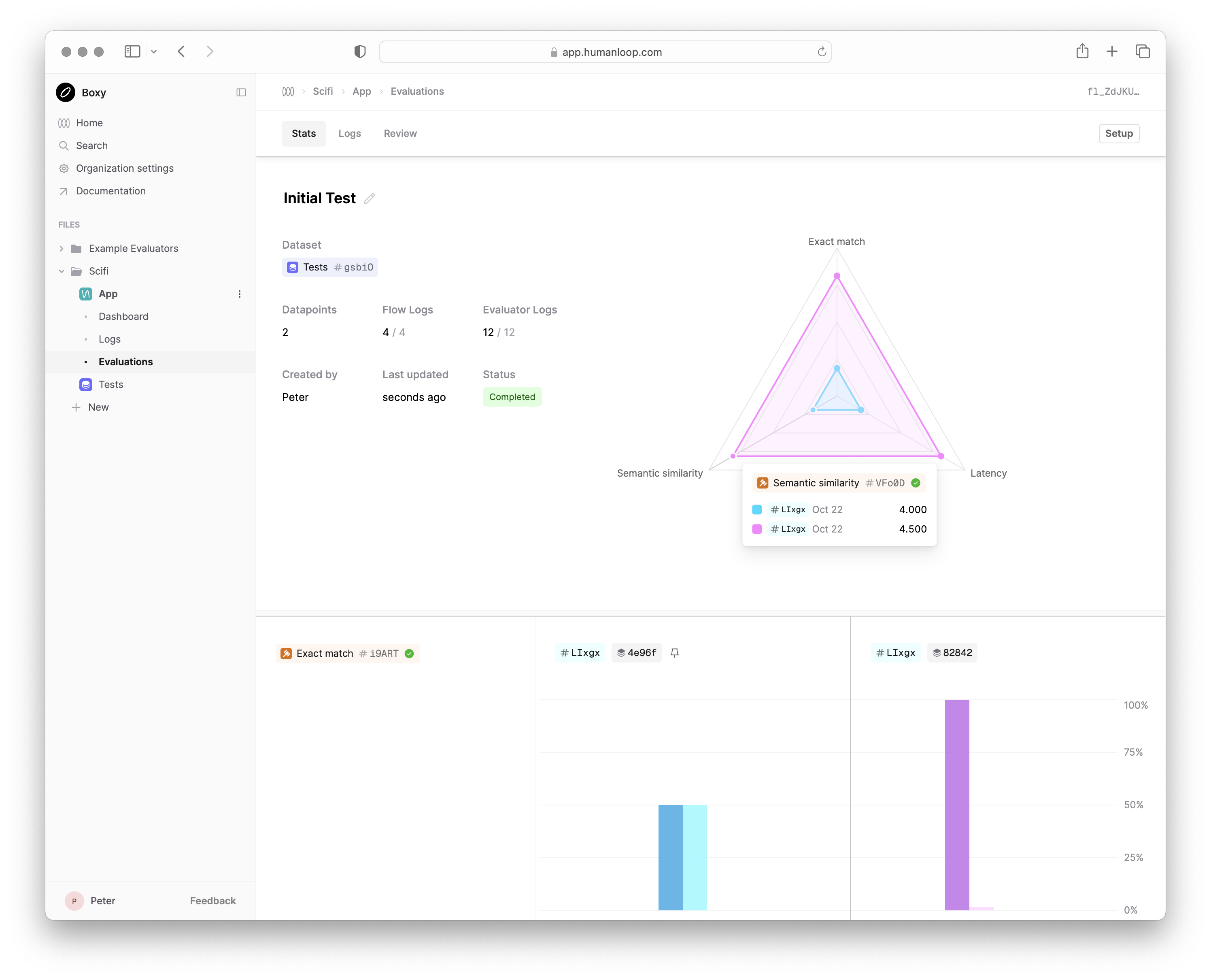 Re-run eval results in UI