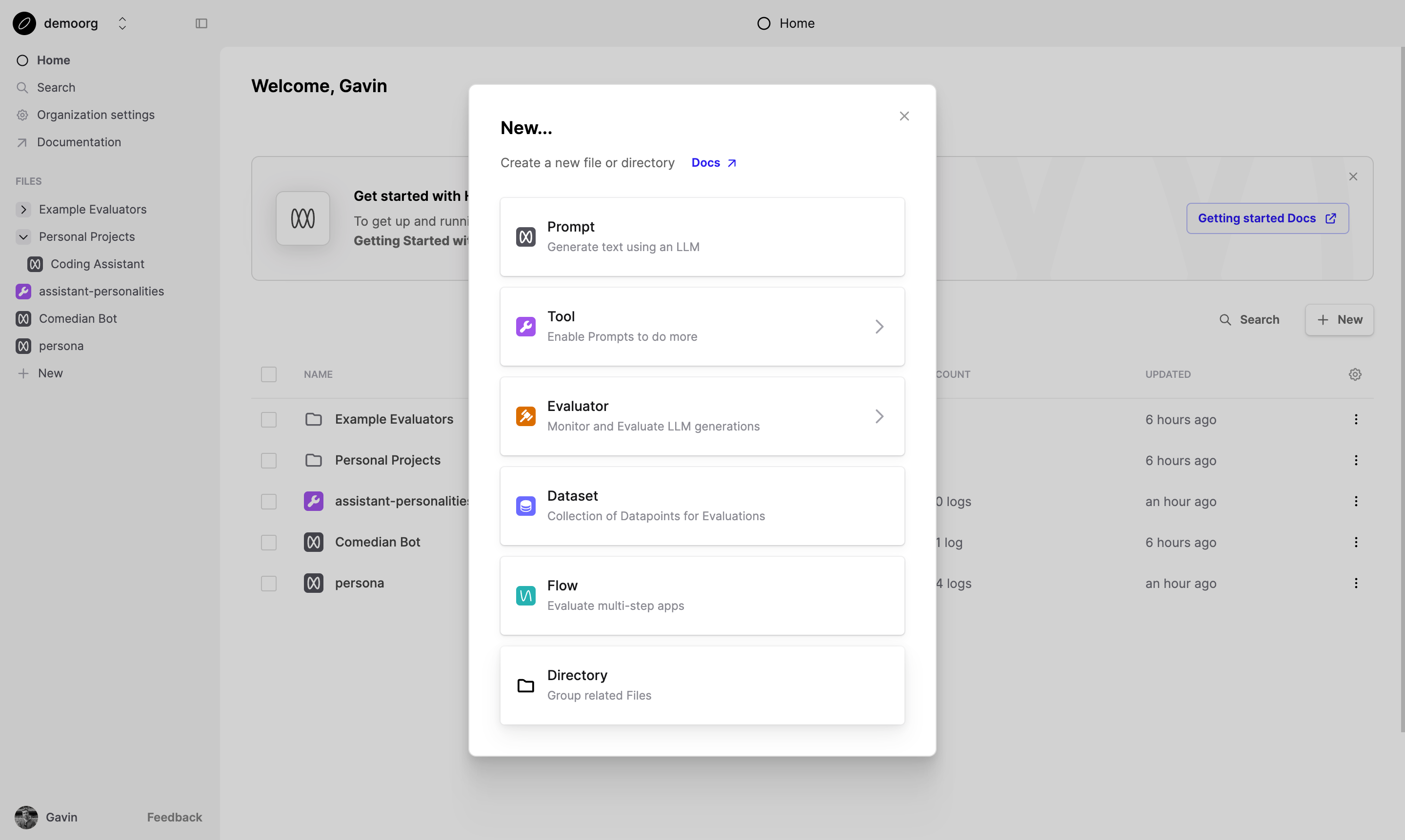 Create a directory humanloop docs