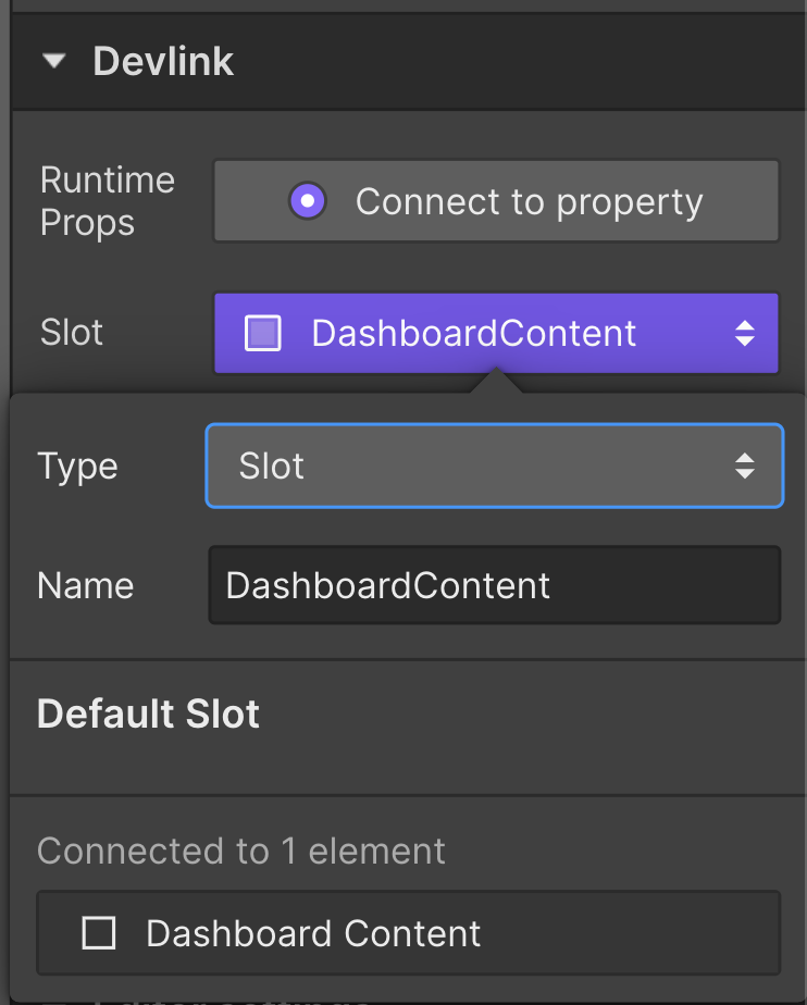 Slot component property